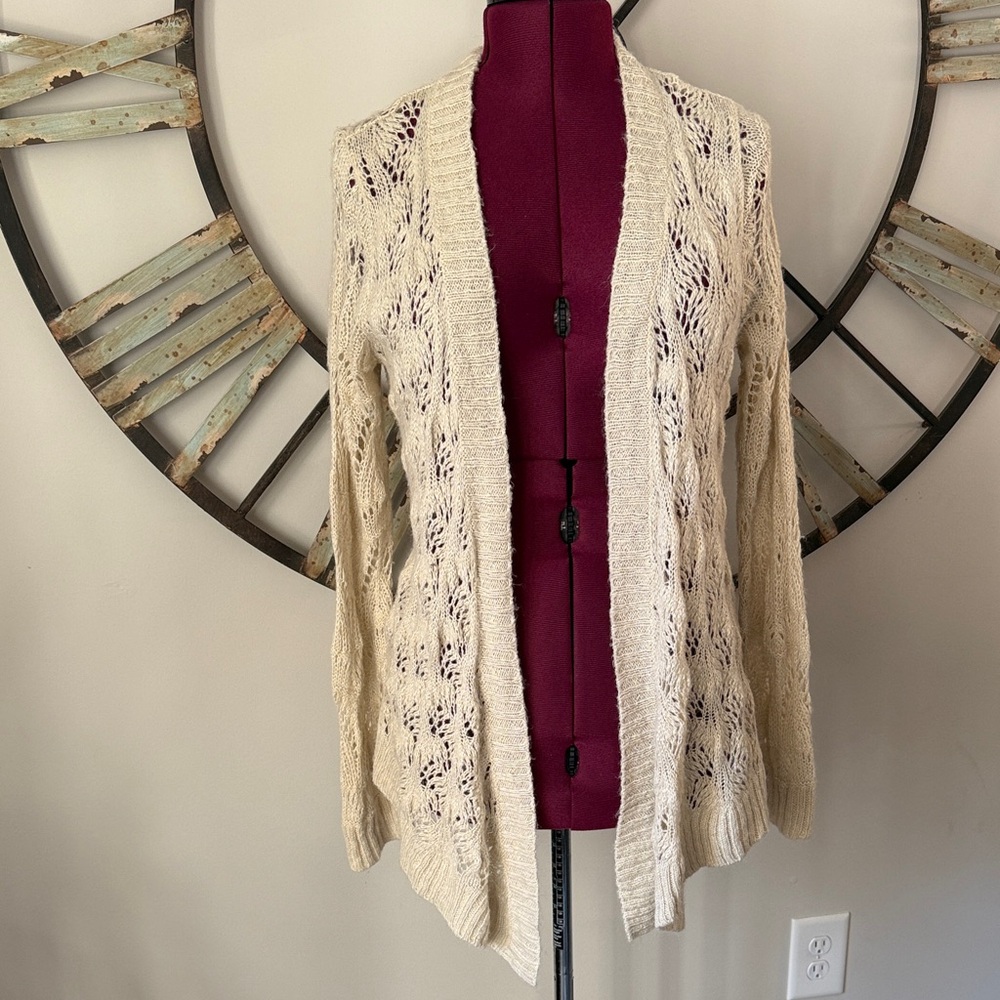 Dress Barn Cream Open-Knit Sweater